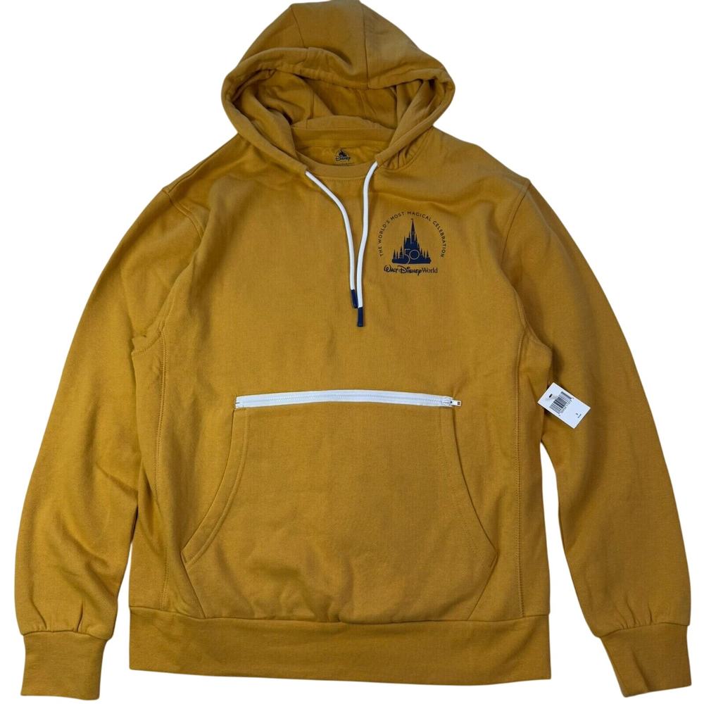 Walt Disney World 50th Anniversary Adult Small Gold‎ Mustard Hoodie Sweatshirt